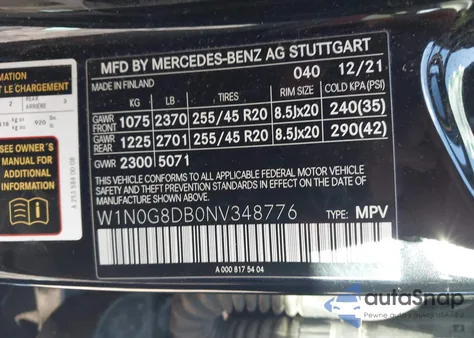 2022 Mercedes-Benz Glc 300 Suv from USA, damaged, VIN W1N0G8DB0NV348776